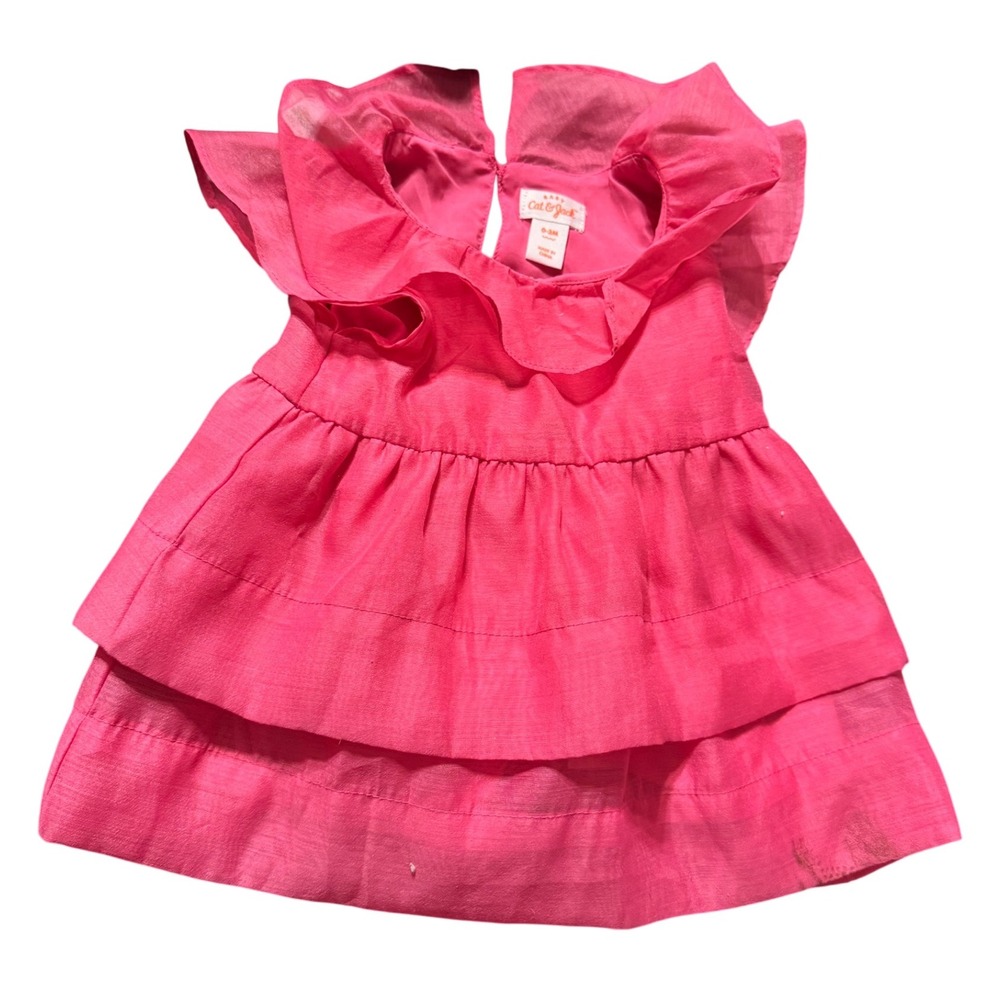 Cat Jack Baby Girls Pink Ruffle Tiered Dress 0‎ 3 Months NWT